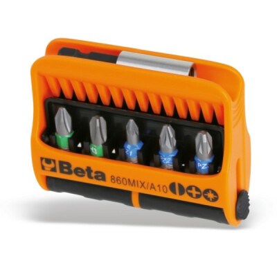 Set di 10 punte con portainserti magnetico, in custodia tascabile