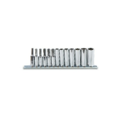 Set chiavi a bussola tipo lungo con bussola quadra femmina da 1/4", cromate