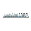 Set di bussole quadrate femmina da 1/4&quot;, presa esagonale, cromate