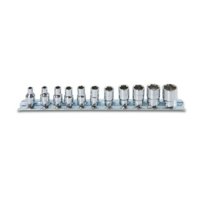 Set di bussole quadrate femmina da 1/4", presa esagonale, cromate