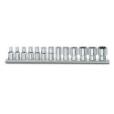 Set di bussole quadrate da 1/4&quot;, multi-elica, cromate