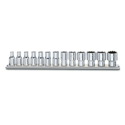 Set di bussole quadrate da 1/4", multi-elica, cromate