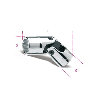 Chiave a bussola snodata a bocca poligonale 17 MM diametro 23,3 MM