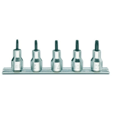 Set di 5 prese maschio per viti con impronta Torx® antimanomissione nella staffa