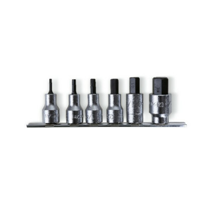 Serie di bussole esagonali maschio con 1/2" femmina quadrata cromata