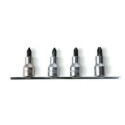 Set di chiavi a bussola per viti Philips® a croce, quadro 1/2&quot;, cromato - punta brunita