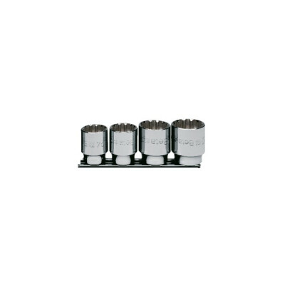 Set bussole multiflate con quadro femmina da 1/2", esagono incassato, cromate