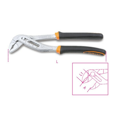 Pinza multigrip regolabile, cerniera chiusa, manici bimateriale