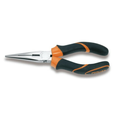 Pinza a becchi semitondi dritti molto lunghi ea grana, impugnatura cromata, bimateriale 160 MM