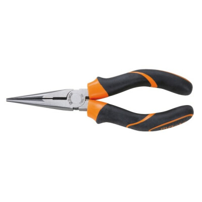 ?Pinza a becchi semitondi dritti molto lunghi e granulosi, manici bimateriale, finitura industriale 160 MM