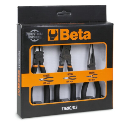 Set composto da 1 pinza universale, 1 pinza a becchi semitondi lunghi e 1 pinza tagliente.