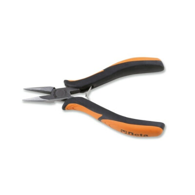 Pinza a becchi semitondi con gambo corto e liscio impugnatura bimateriale
