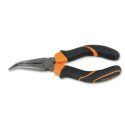 ?Pinza a becchi semitondi angolati molto lunga e granulata, manici bimateriale, finitura industriale 160 MM
