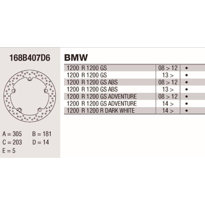 Disco freno Brembo BMW 305MM 168B407D6BRE