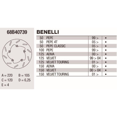 Disco freno Brembo DP 220X4 68B40739BRE