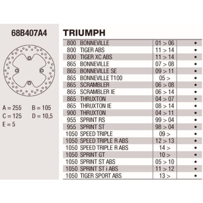 Disco freno Brembo DP 255X5 68B407A4BRE