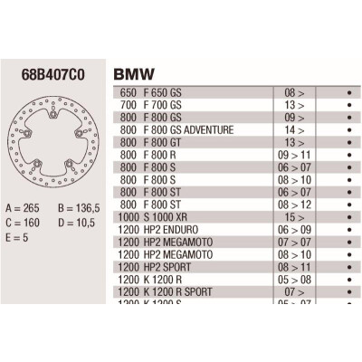 Disco freno Brembo DP 265X5 68B407C0BRE
