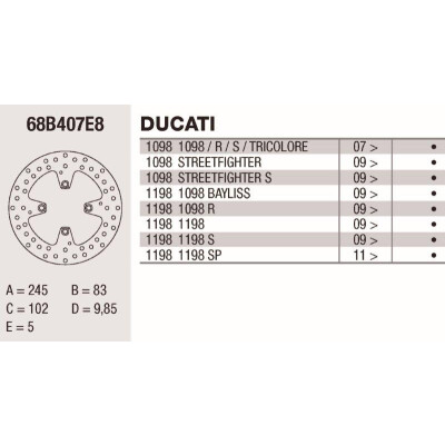 Disco freno Brembo DP 245X5 68B407E8BRE