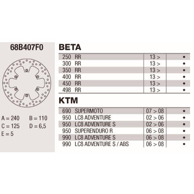 Disco freno Brembo DP 240X5 68B407F0BRE