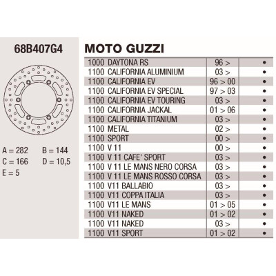 Disco freno Brembo 282X5 68B407G4BRE