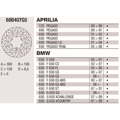 Disco freno Brembo 300X5 68B407G5BRE