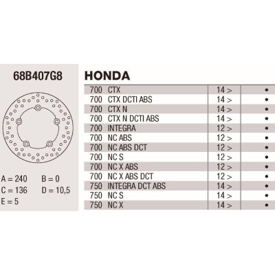Disco freno Brembo 240X5 68B407G8BRE