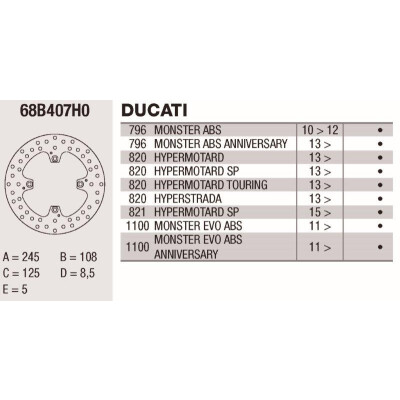 Disco freno Brembo 245X5 68B407H0BRE