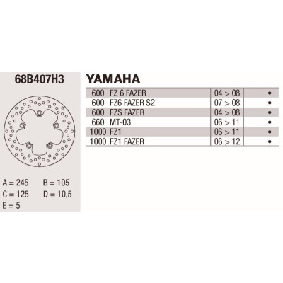 Disco freno Brembo 245X5 68B407H3BRE