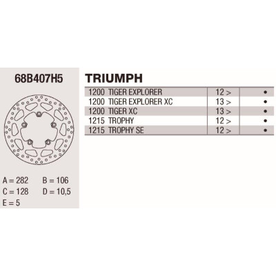 Disco freno Brembo DP 282X5 68B407H5BRE