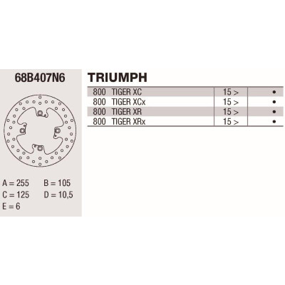 Disco freno Brembo DP 255X6 68B407N6BRE