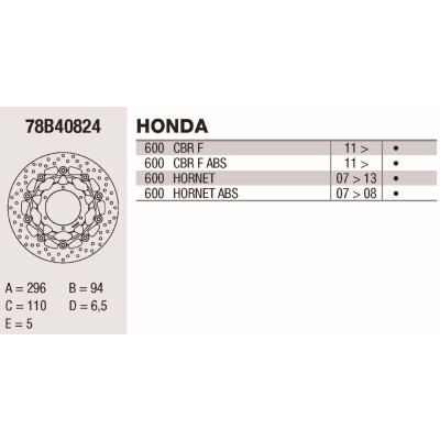 Disco freno Brembo DP 296X5 78B40824BRE