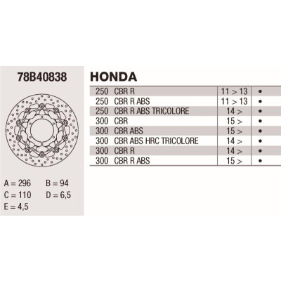 Disco freno Brembo DC 296X4.5