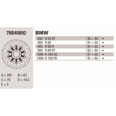 Disco freno Brembo 285x5 78B40892BRE