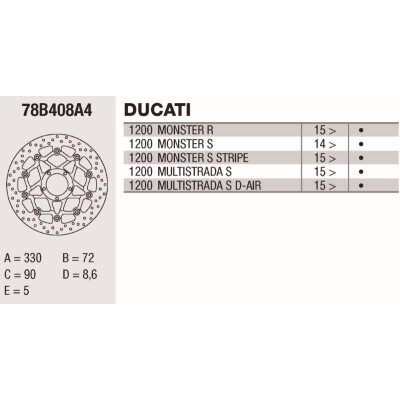 Disco freno Brembo DC 330X5 78B408A4BRE