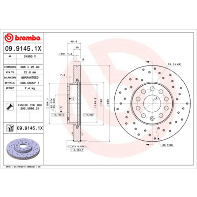Set di 2 dischi freno BREMBO 09.9145.1X