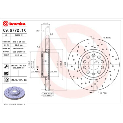 Set di 2 dischi freno BREMBO 09.9772.1X