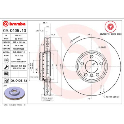 Disco freno BREMBO 09.C405.13