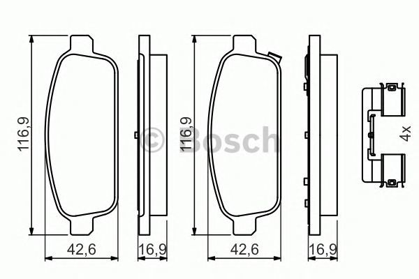 Set di 4 pastiglie freno BOSCH 0 986 494 666