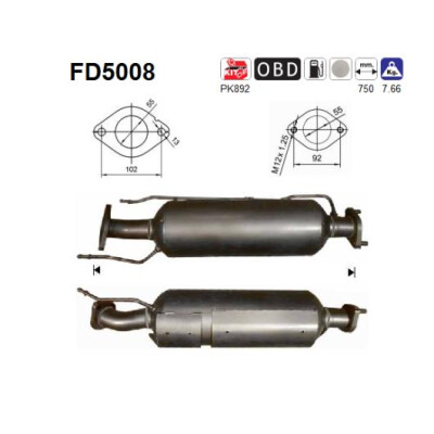 Filtro antiparticolato/particolato, sistema di scarico AS FD5008