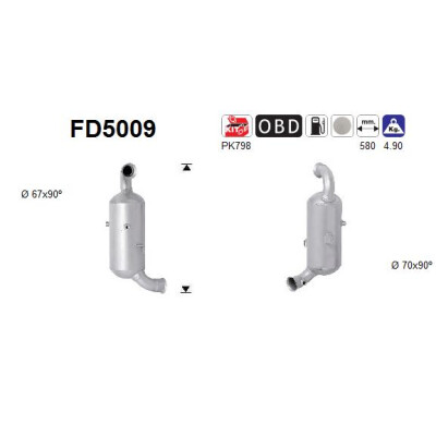 Filtro antiparticolato/fuliggine, sistema di scarico AS FD5009