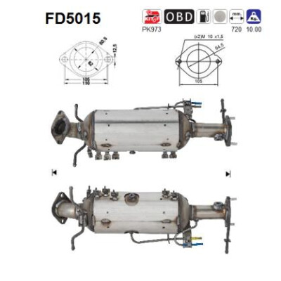 Filtro antiparticolato/fuliggine, sistema di scarico AS FD5015