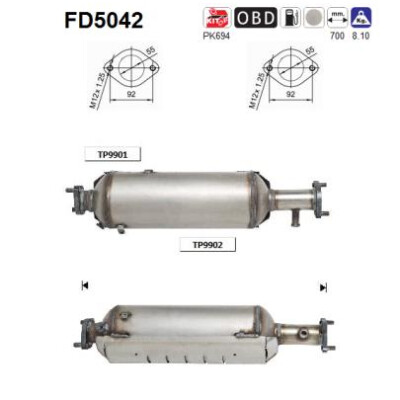 Filtro antiparticolato/fuliggine, sistema di scarico AS FD5042