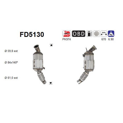 Filtro antiparticolato/particolato, sistema di scarico AS FD5130