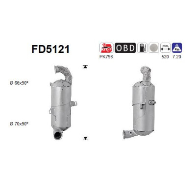 Filtro antiparticolato/fuliggine, sistema di scarico AS FD5121