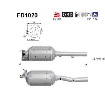 Filtro antiparticolato/fuliggine, sistema di scarico AS FD1020