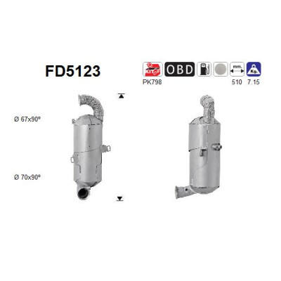 Filtro antiparticolato/particolato, sistema di scarico AS FD5123