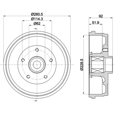Tamburo freno HELLA 8DT 355 303-401
