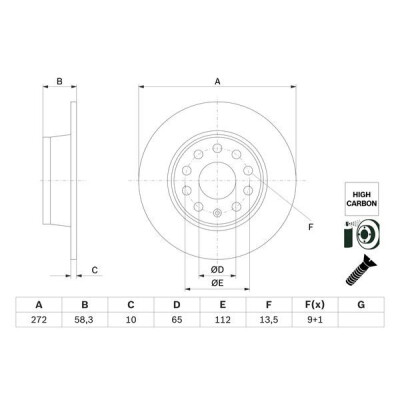 Disco freno BOSCH 0 986 479 F23