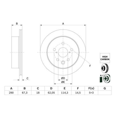 Disco freno BOSCH 0 986 479 G64