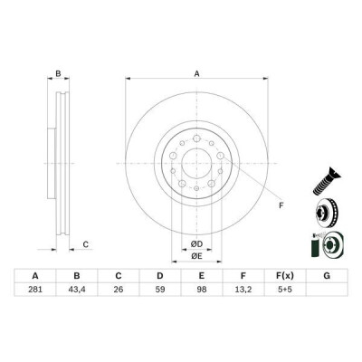 Disco freno BOSCH 0 986 479 G82